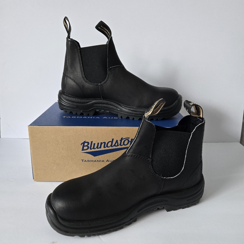 Blundstone 163 *NEW IN BOX - Black Unisex Slip-on Steel Toe Work & Safety Boot
